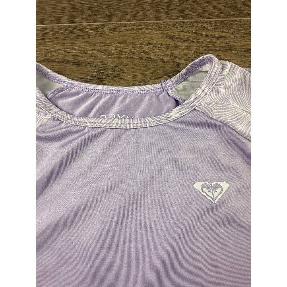 Roxy Girl Purple Long Sleeve Rash Guard Swim Top Size L 14/16 Beach Summer Swim